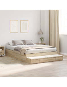 Struttura letto con contenitore Rovere Sonoma 140 cm