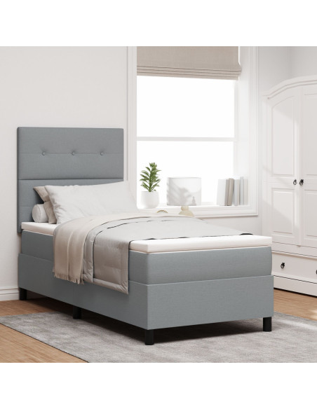 Letto a Molle  con Materasso Grigio Chiaro 90x200 cm Tessuto