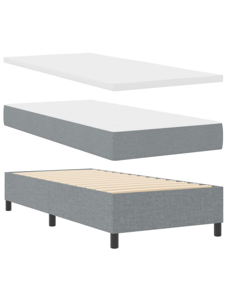 Letto a Molle  con Materasso Grigio Chiaro 90x200 cm Tessuto