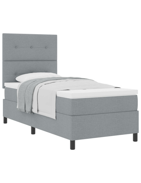 Letto a Molle  con Materasso Grigio Chiaro 90x200 cm Tessuto