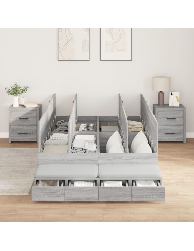 Struttura letto con contenitore Grigio Sonoma 120 cm