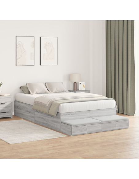 Struttura letto con contenitore Grigio Sonoma 120 cm