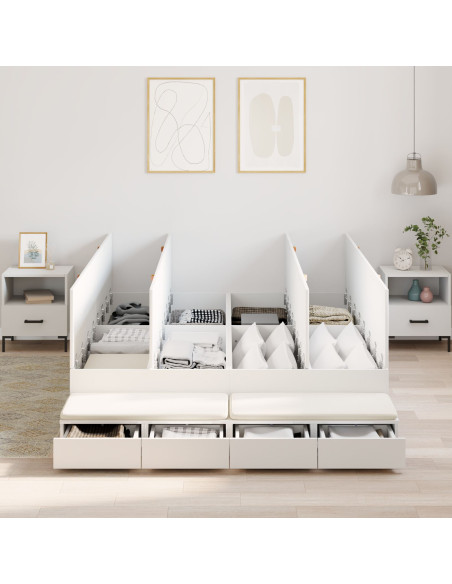 Struttura letto con contenitore Bianco 140 cm Legno multistrato