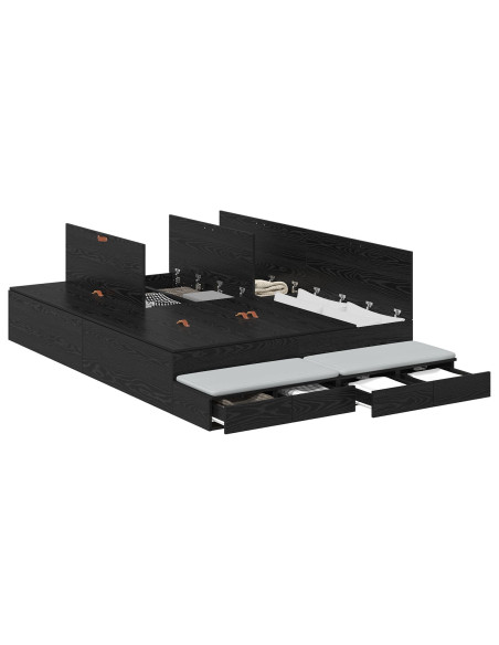 Struttura letto  in rovere nero 140x200 cm