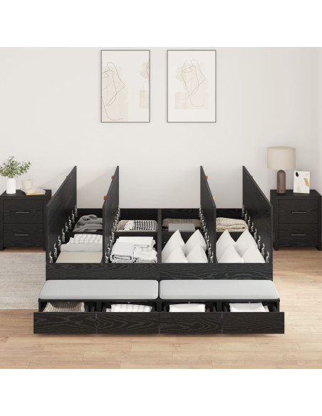 Struttura letto con contenitore con cassetto Rovere Nero 140 cm
