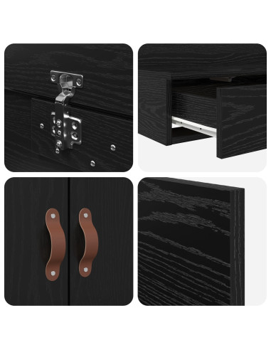 Struttura letto con contenitore con cassetto Rovere Nero 140 cm