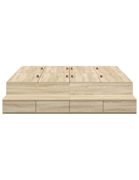 Struttura letto contenitore Rovere Sonoma 140x200 cm