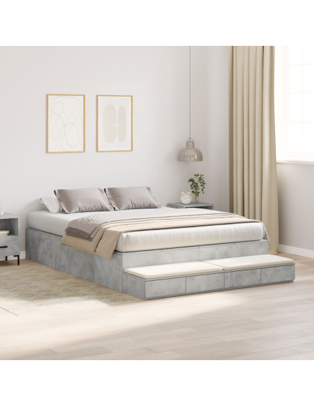 Struttura letto contenitore  Grigio cemento Legno ingegnerizzato