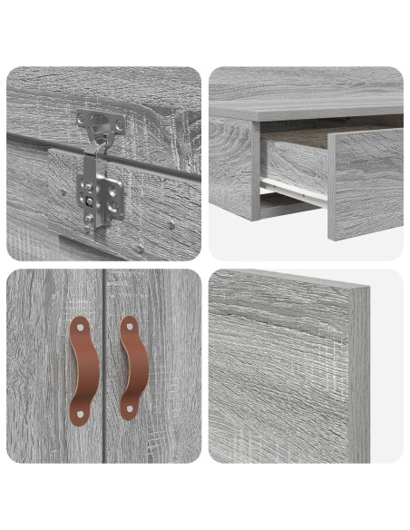 Struttura letto con contenitore Grigio Sonoma 140 cm