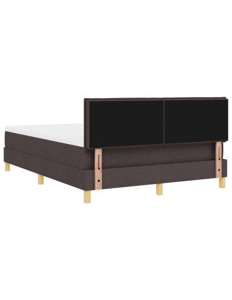 Letto Box Spring con Materasso Marrone Scuro 140x190 cm Tessuto
