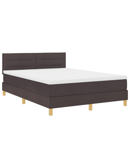 Letto Box Spring con Materasso Marrone Scuro 140x190 cm Tessuto