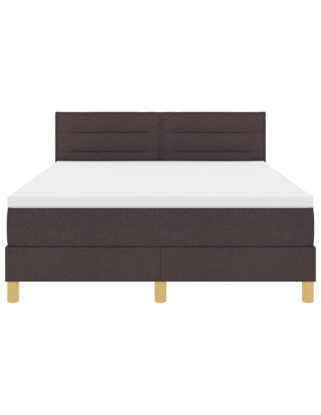 Letto Box Spring con Materasso Marrone Scuro 140x190 cm Tessuto