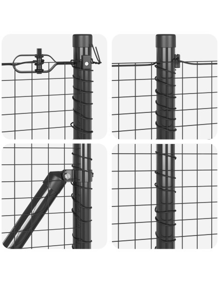 Recinzione in Rete Saldato  con 13 Pali Grigio 0.6x25 m Acciaio