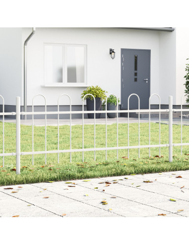 Recinzione da Giardino  con Punta Arcuata Bianca 8.5x0.6 m Acciaio