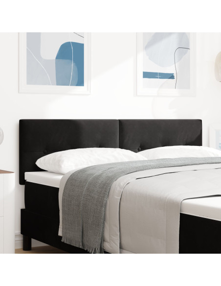 Testata letto  con bottoni trapuntati nera 140 cm in velluto