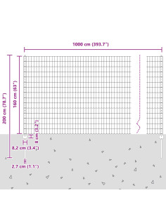 Recinzione con Posto Verde 1,6 x 10 m Acciaio e PVC 2