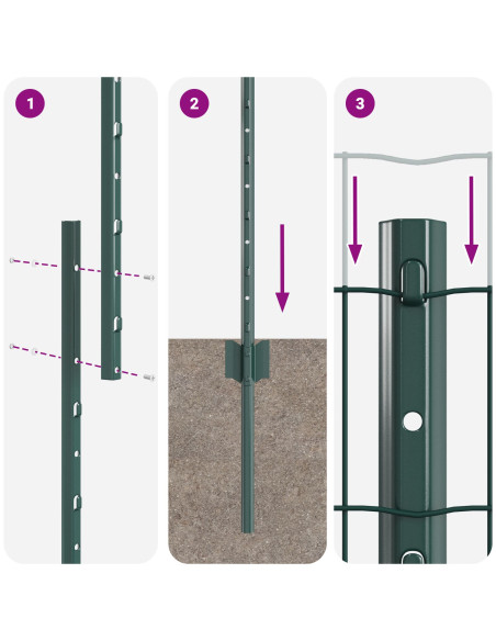 Recinzione Euro  con 5 Post U Verde 1.6x10 m Acciaio