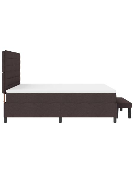 Letto a Rete con Materasso e Panchina Marrone Scuro 180x200 cm Tessuto