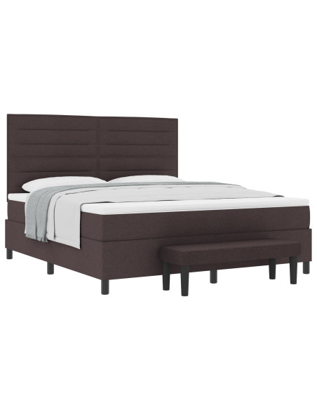 Letto a Rete con Materasso e Panchina Marrone Scuro 180x200 cm Tessuto