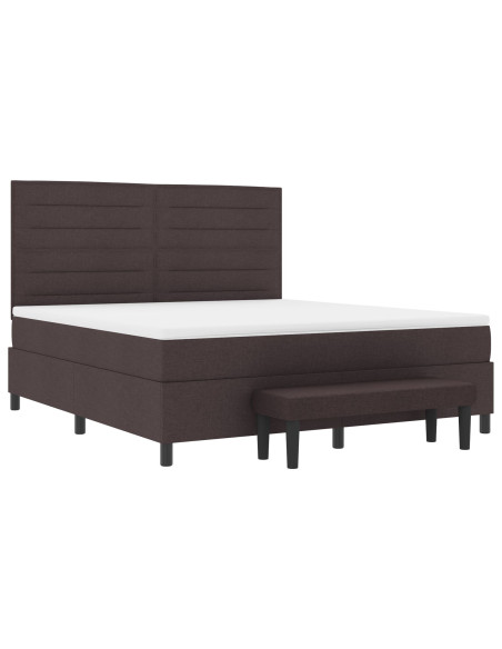 Letto a Rete con Materasso e Panchina Marrone Scuro 180x200 cm Tessuto