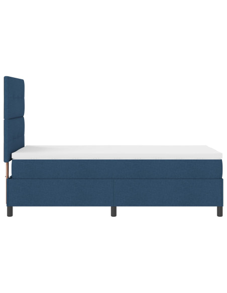 Letto a molle con materasso blu 90x200 cm in tessuto