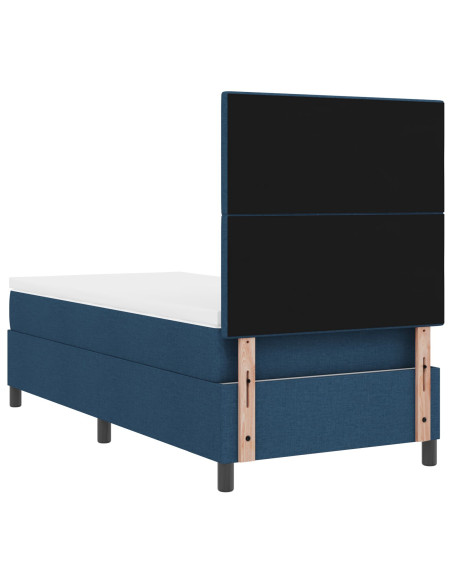 Letto a molle con materasso blu 90x200 cm in tessuto