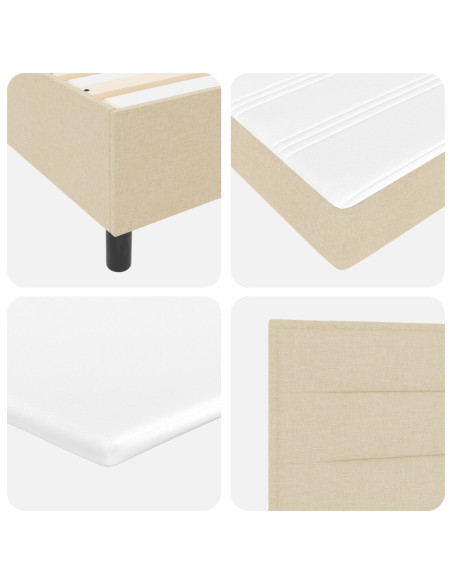 Letto a Molle  con Materasso e Panchina Crema 140x200 cm Tessuto