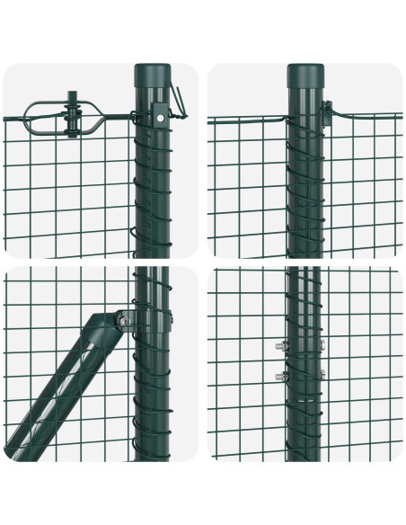 Recinzione in Filo Saldato  con 13 Pali Verdi 1.4x25 m Acciaio