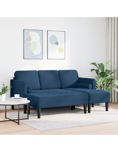 Set Divano da 2 pezzi con Cuscini Blu in Tessuto