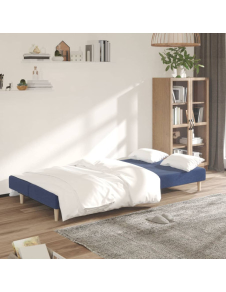 Divano Letto a 2 Posti Blu in Tessuto