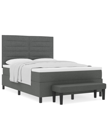Letto a molle con materasso Grigio scuro 140 x 200 cm Tessuto