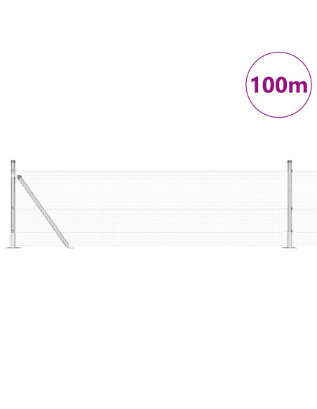 Recinzione in filo saldato  con 7 pali flangiati Grigio 0.6x100 m Acciaio