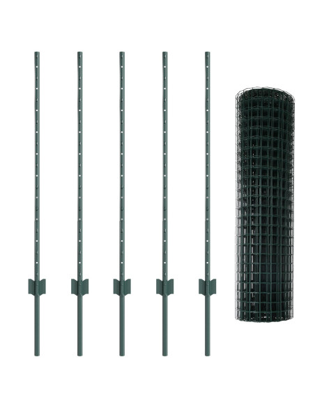 Recinzione Euro  con 5 pali U Verde 1x10 m Acciaio