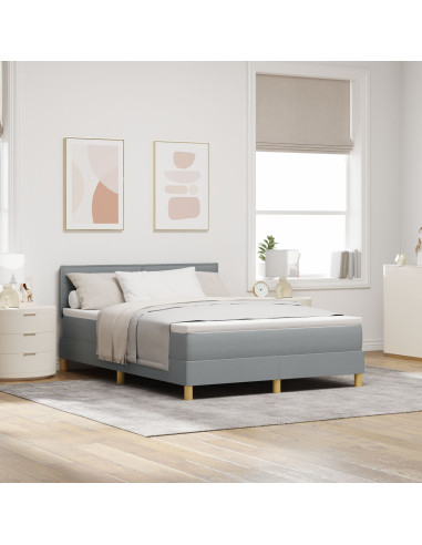 Letto a molle con materasso Grigio chiaro 140 x 190 cm Tessuto