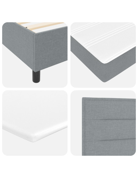 Letto a Molle con Materasso & Panchina Grigio Chiaro 160x200 cm Tessuto