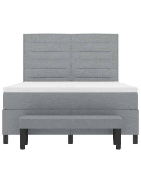 Letto a Molle con Materasso & Panchina Grigio Chiaro 160x200 cm Tessuto