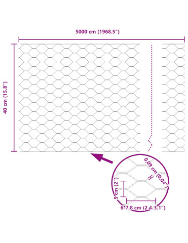Recinzione Esagonale Grigio 0,4 x 50 m PVC