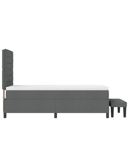 Letto con Box Spring con Materasso & Panchina Grigio Scuro 100x200 cm Tessuto