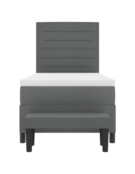 Letto con Box Spring con Materasso & Panchina Grigio Scuro 100x200 cm Tessuto