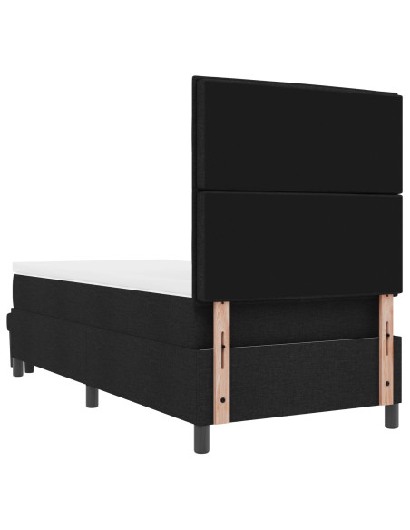 Letto con Box Spring e Materasso in Tessuto Nero 100x200 cm