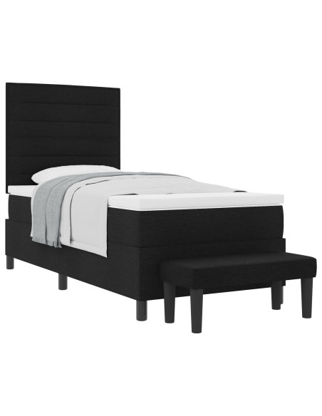 Letto con Box Spring e Materasso in Tessuto Nero 100x200 cm