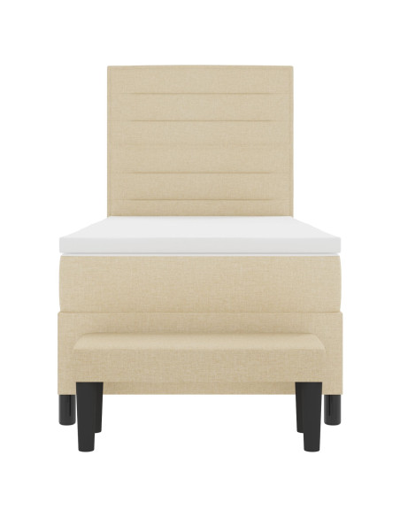 Letto Box Spring con Materasso e Panchina Crema 100x200 cm Tessuto