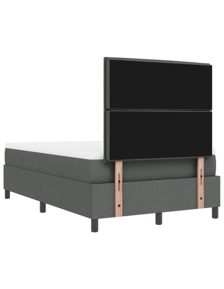 Letto con Box Spring e Materasso & Panchina Grigio Scuro 120x200 cm Tessuto