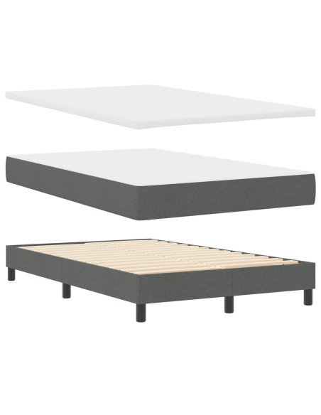 Letto con Box Spring e Materasso & Panchina Grigio Scuro 120x200 cm Tessuto
