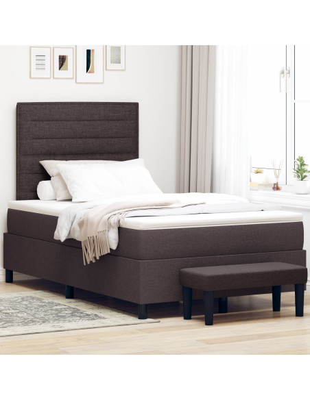 Letto con Box Spring e Materasso & Panchina Marrone Scuro 120x200 cm Tessuto