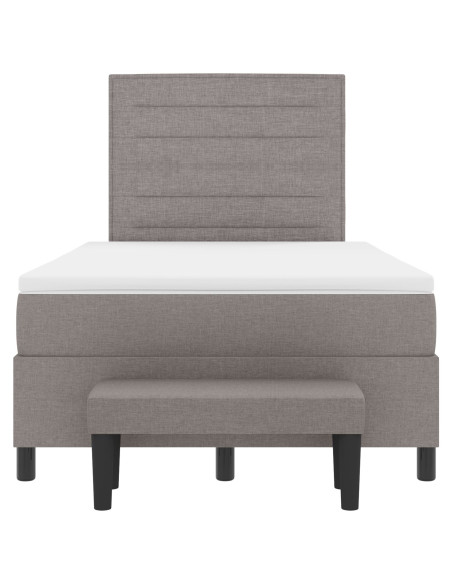 Letto box spring con materasso & panca taupe 120x200 cm in tessuto