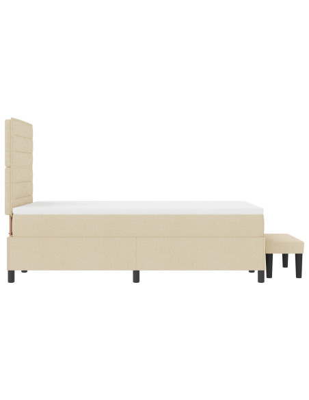 Letto con Box Spring e Materasso Crema 120x200 cm Tessuto