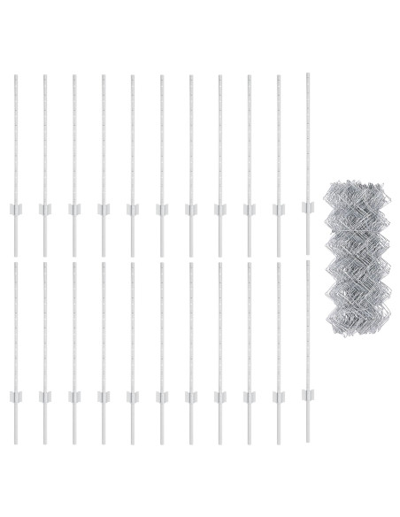 Recinzione a Maglie  con 22 Pali in Argento 0,8x25 m Acciaio