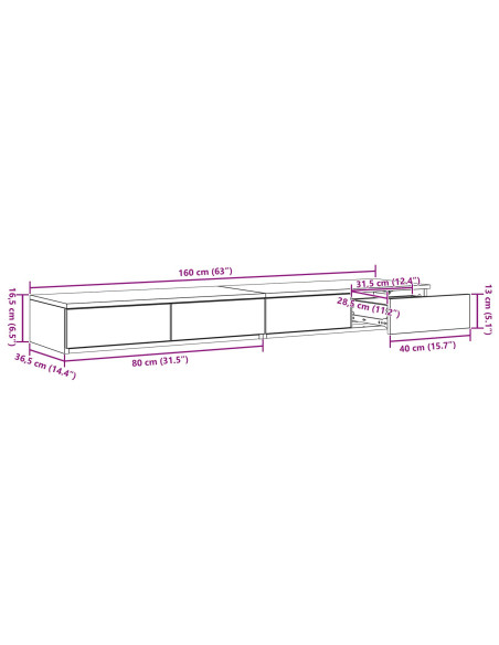 Cassetti letto  Bianchi 160x36.5x16.5 cm in legno ingegnerizzato