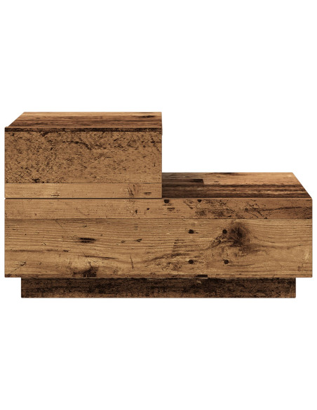 Comodino con Luci LED in Legno Antico 100x36x49 cm